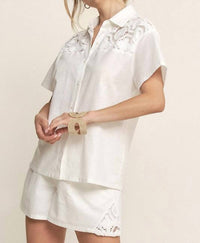 Hersy - Crochet Detail Linen Shorts