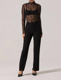ASTR Kyra Lace Mock Neck Top in black - women's blouse - view 4