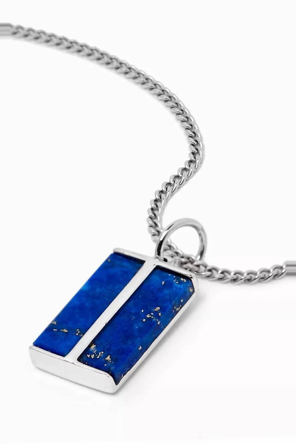 Miansai Men's Dou Lapis Pendant Necklaces in polished blue - men's jewelry - detail view