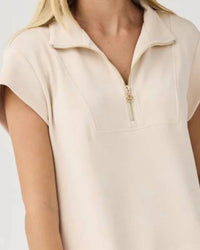 Mary Square - Stephie Quarter Zip Short Sleeve Top