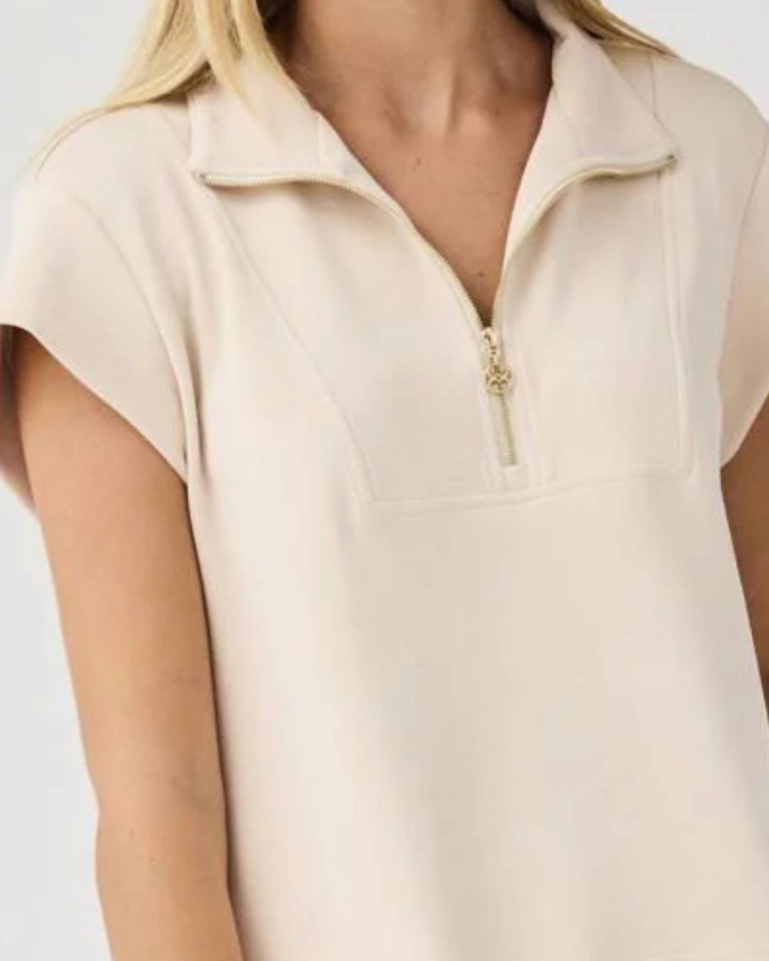 Mary Square - Stephie Quarter Zip Short Sleeve Top