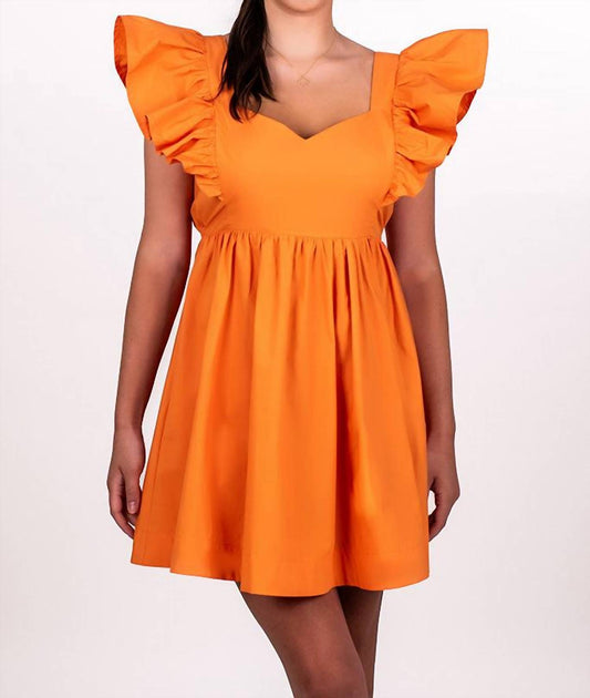 Day + Moon - Ruffle Sleeve Tie Back Dress