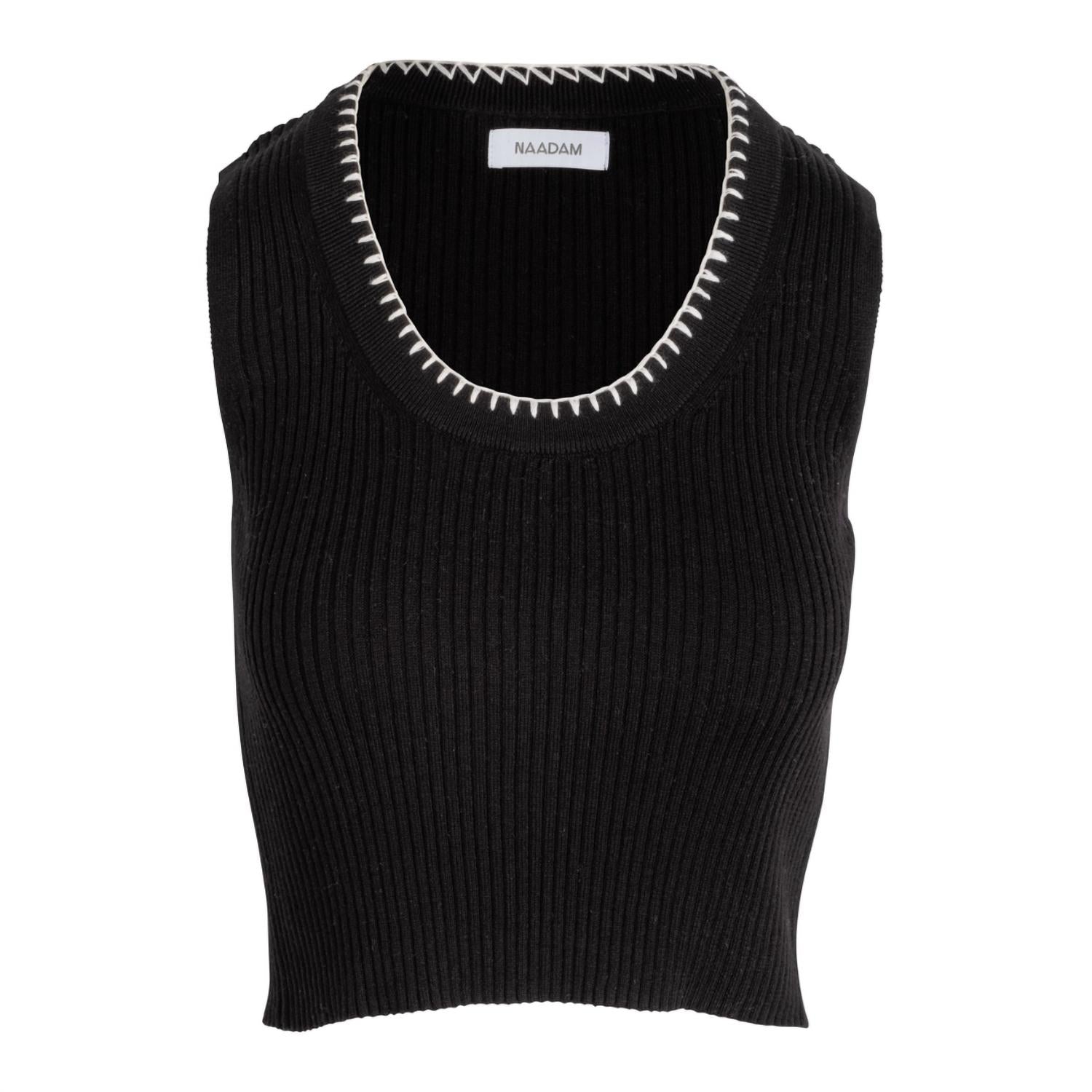 Naadam - Women's Cotton Cashmere Embroidered Rib Tank Top