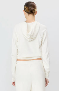 Eterne Shrunken Hoodie Sweatshirt in bone - women's top - alternate view