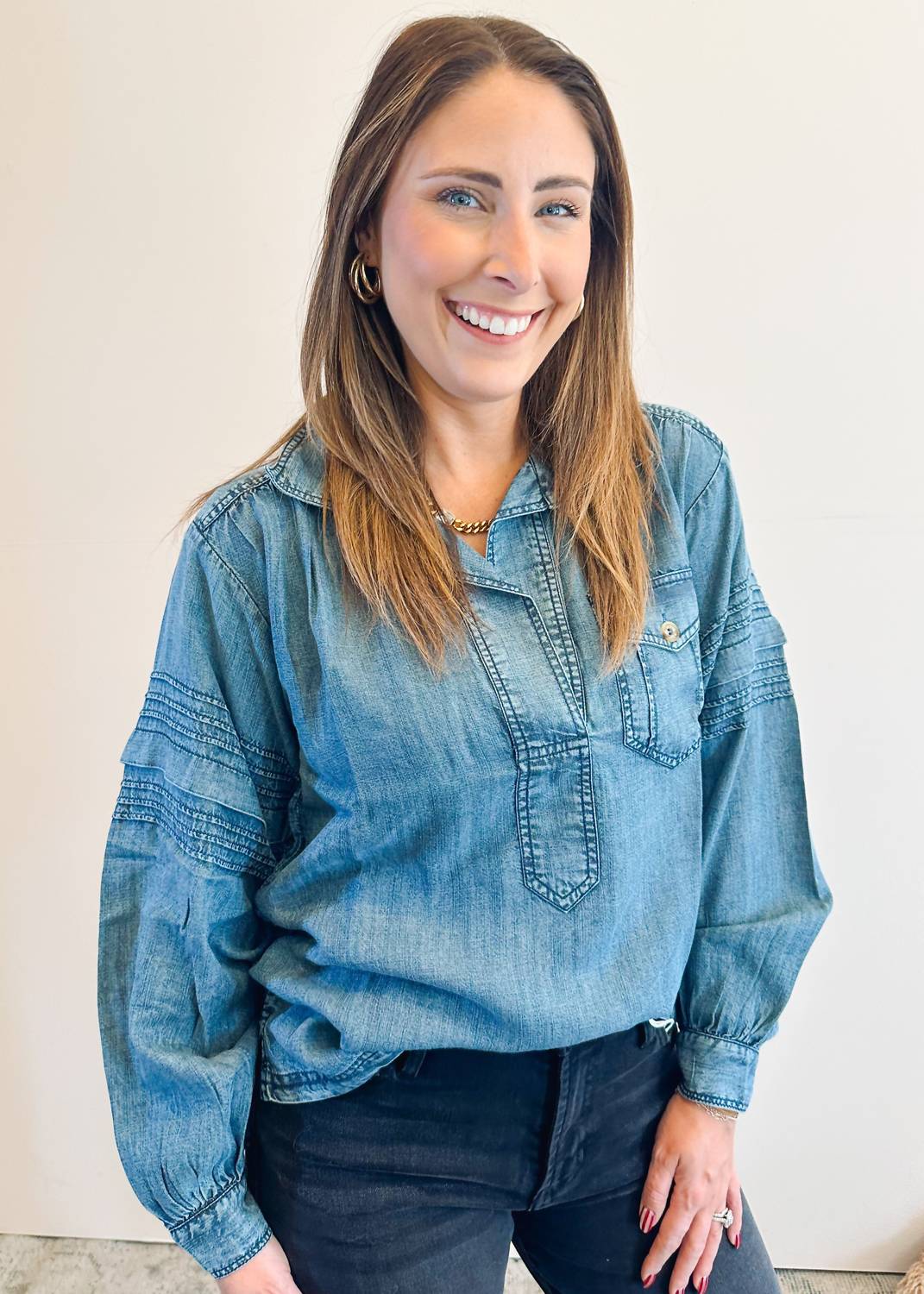 Ivy Jane - Tuck Sleeve Popover Shirt