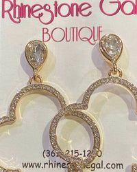 Sophia Collection Women's Jeweled Quatrefoil Dangle Earrings in gold - women's jewelry - detail view