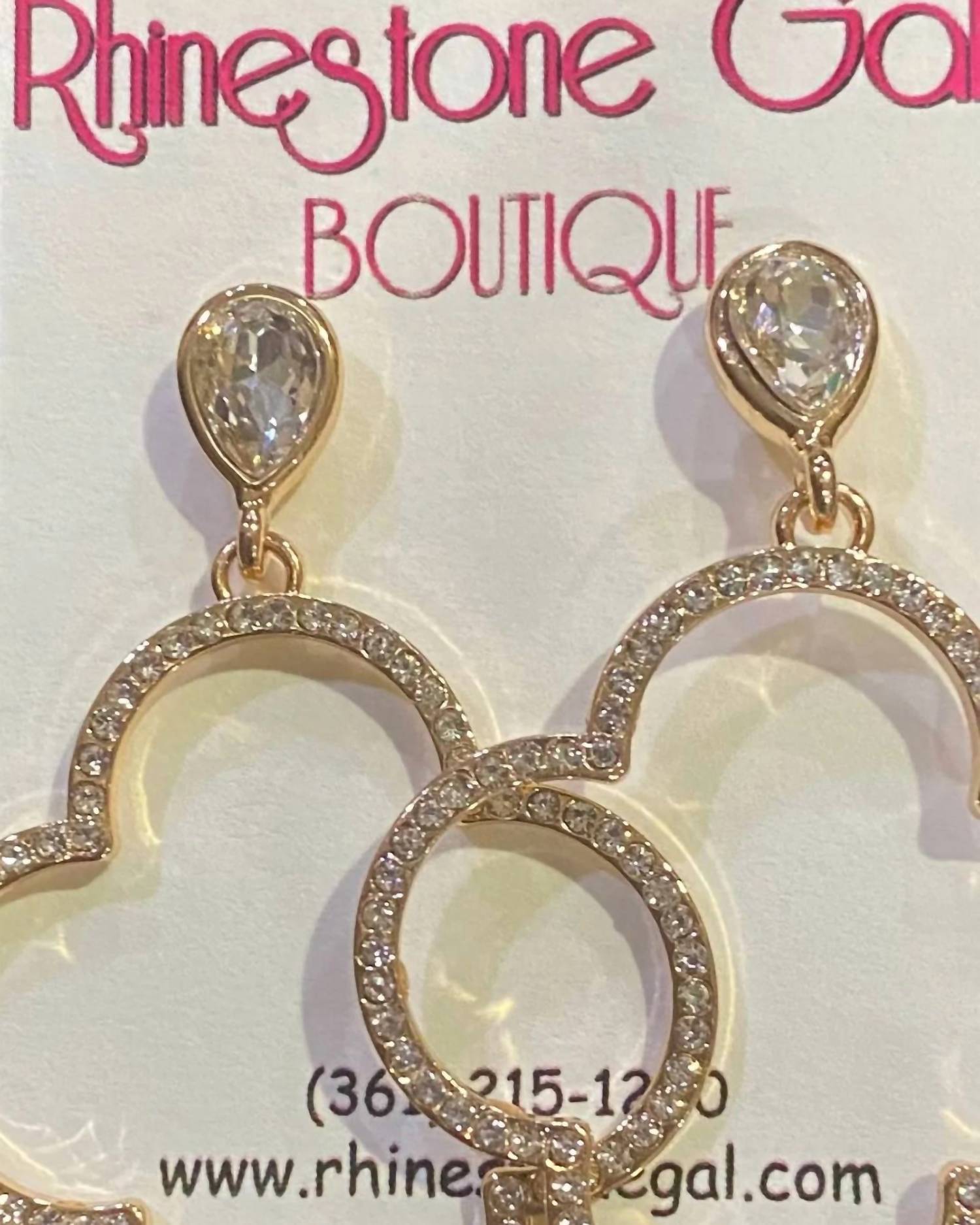 Sophia Collection Women's Jeweled Quatrefoil Dangle Earrings in gold - women's jewelry - detail view