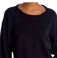 Vintage Havana French Terry Utility Crewneck Sweatshirt in black - women's top - detail view