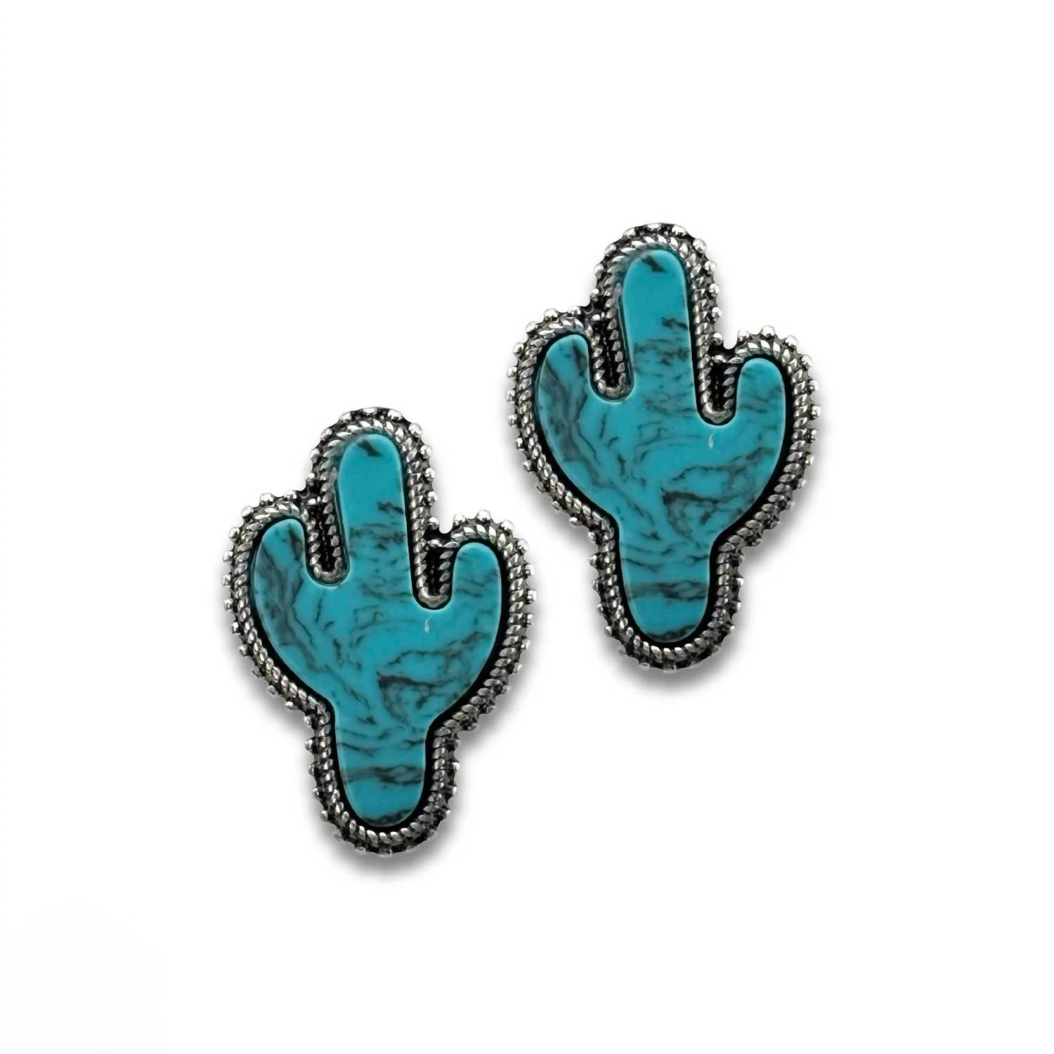 Pink Panache Women's Cactus Three Pairs Earring Set in turquoise silver - women's jewelry - view 4