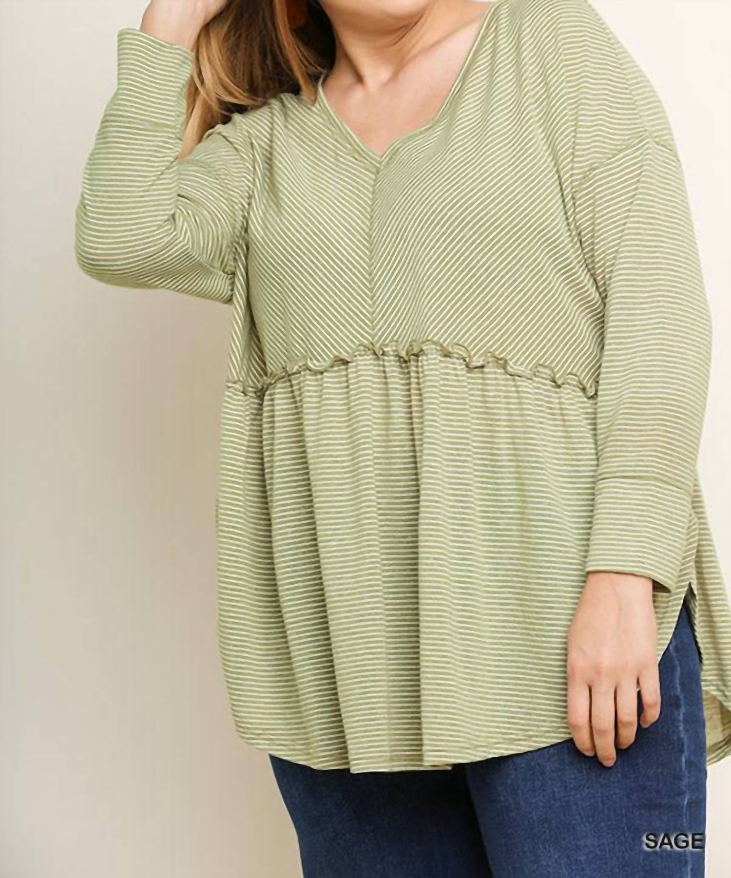 Umgee - Babydoll Striped Top