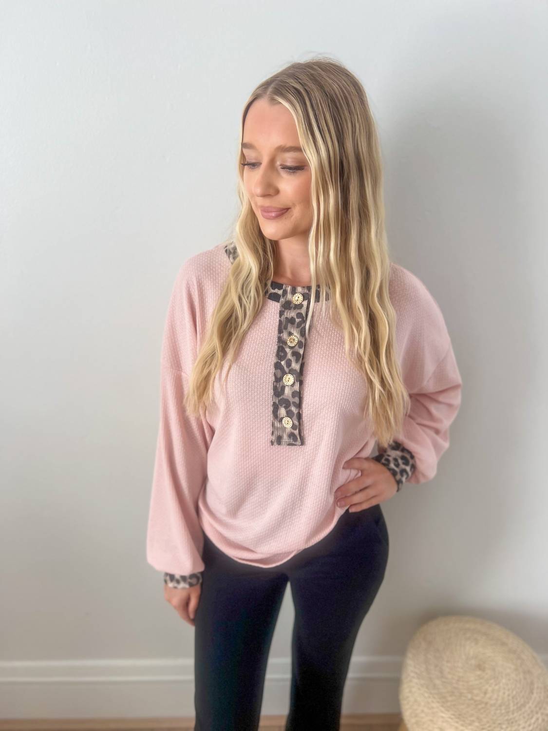 Lovely Melody - On My Mind Leopard Accents Top
