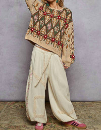 Pol - Scoop Neck Aztec Pattern Sweater Top