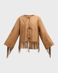 By Malene Birger - Zoena Tie Front Fringe Leather Jacket