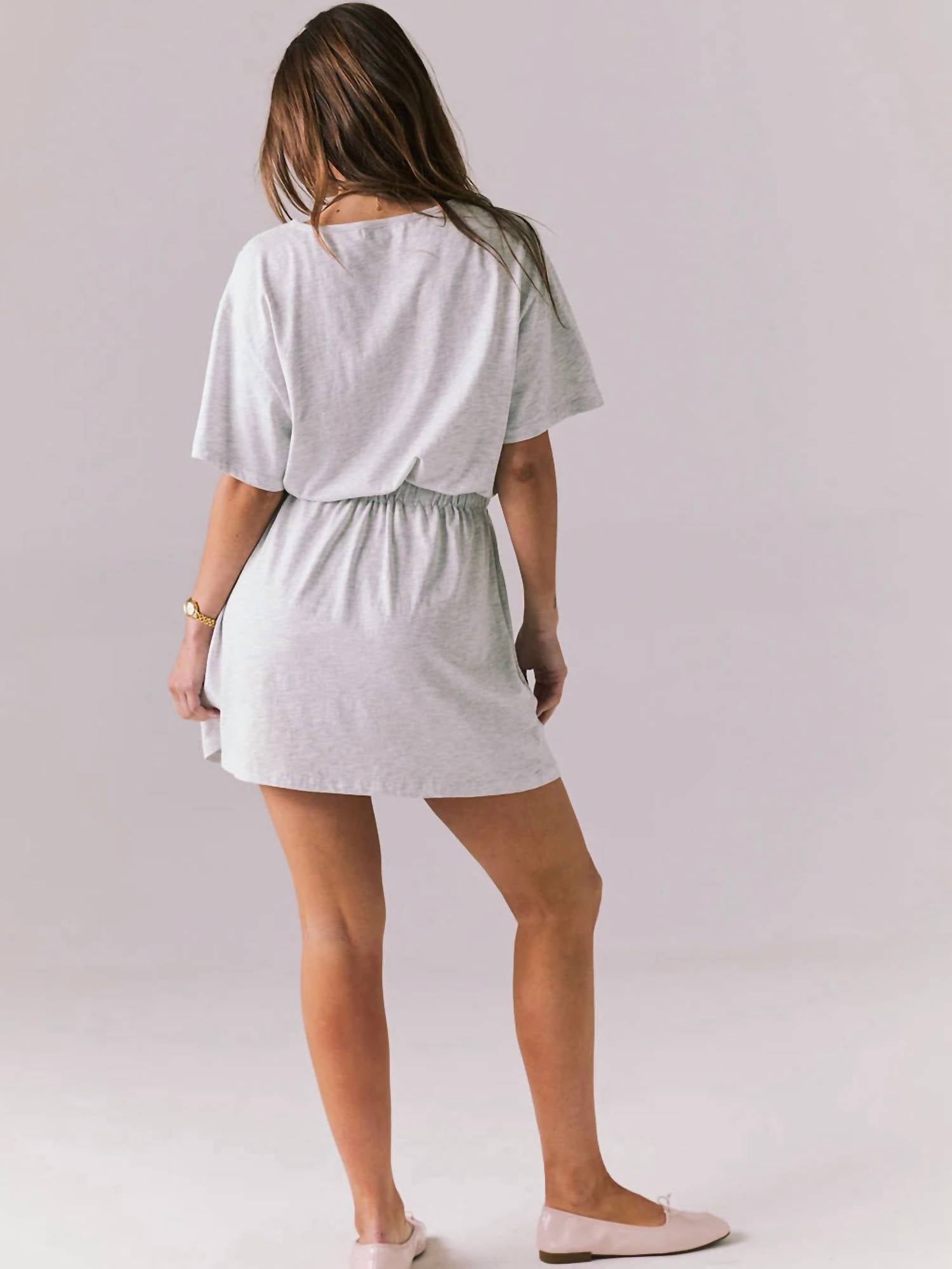 Chaser Dixie Mini Dress in light heather grey - women's dress - detail view