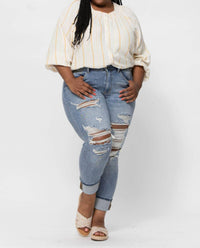 Judy Blue - Bob Ross Paint Splash Boyfriend Jeans