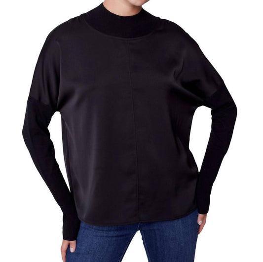 Charlie B - SATIN KNIT TOP WITH MOCK NECK