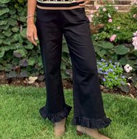 Anniewear - Ruffle Edge Cropped Twill Pants