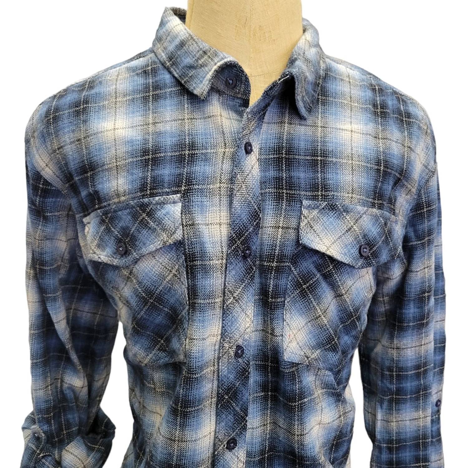 Silver Jeans Co - Men's Plaid Long Roll Tab Sleeve Shirt