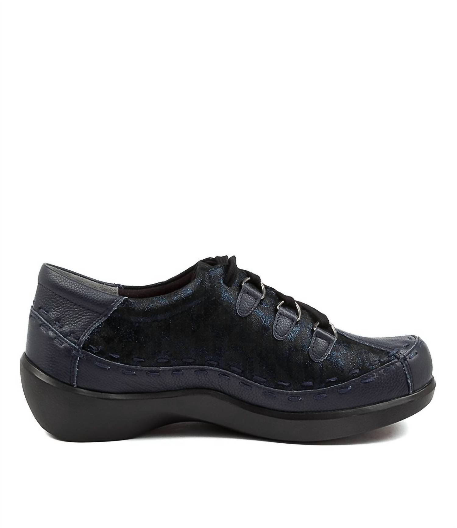 Ziera Women's Allsorts Lace-up Shoe in navy swirl leather - women's flats - view 4