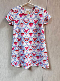 The Beaufort Bonnet Company Girls' Polly Play Dress in red white blue - kids' dress - alternate view