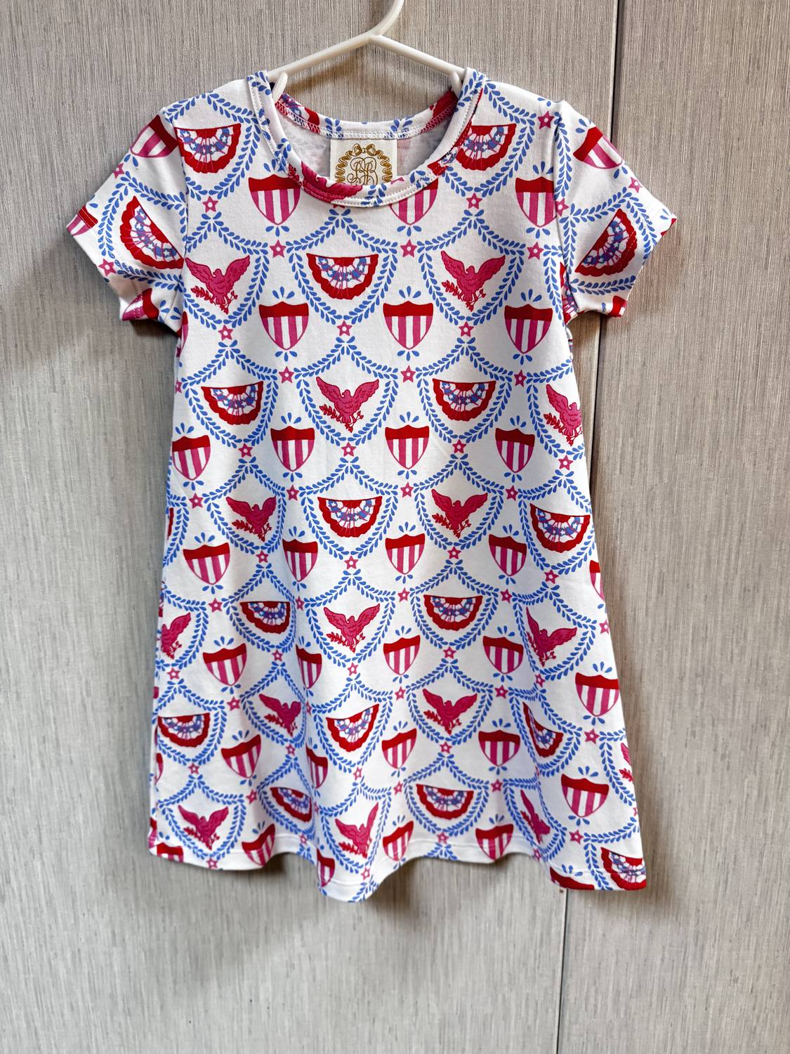 The Beaufort Bonnet Company Girls' Polly Play Dress in red white blue - kids' dress - alternate view