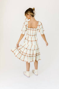 Storia - Plaid Smocked Midi Dress