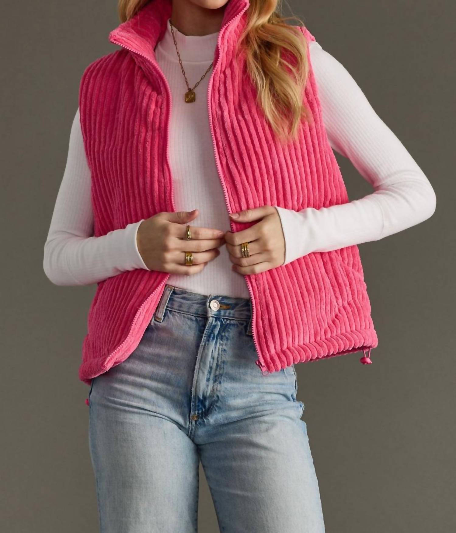 Panache Apparel The Aspen Corduroy Vest in pink - women's jacket