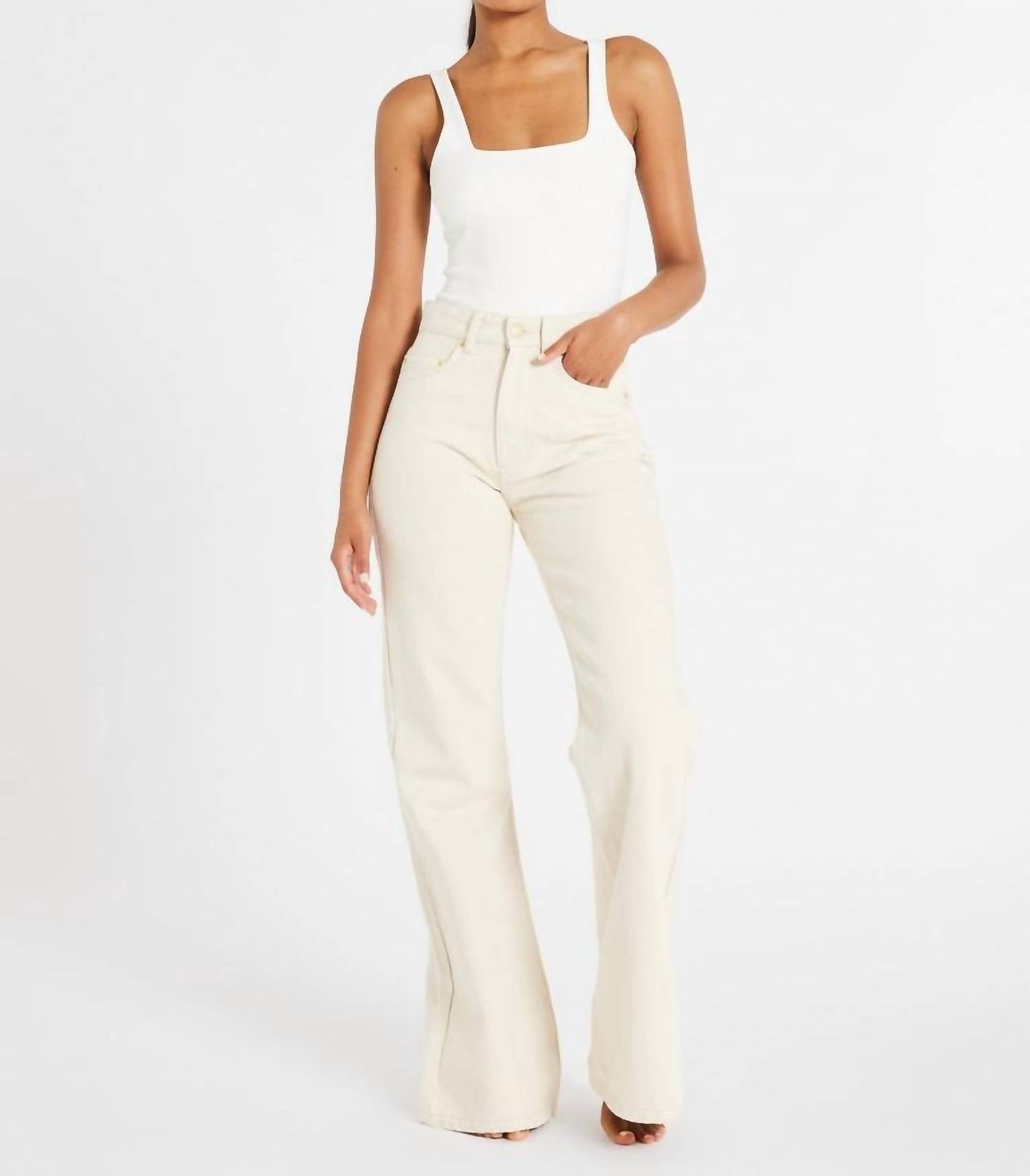 MILLE Ashton High Rise Wide Leg Flare Jean in sand - women's jeans