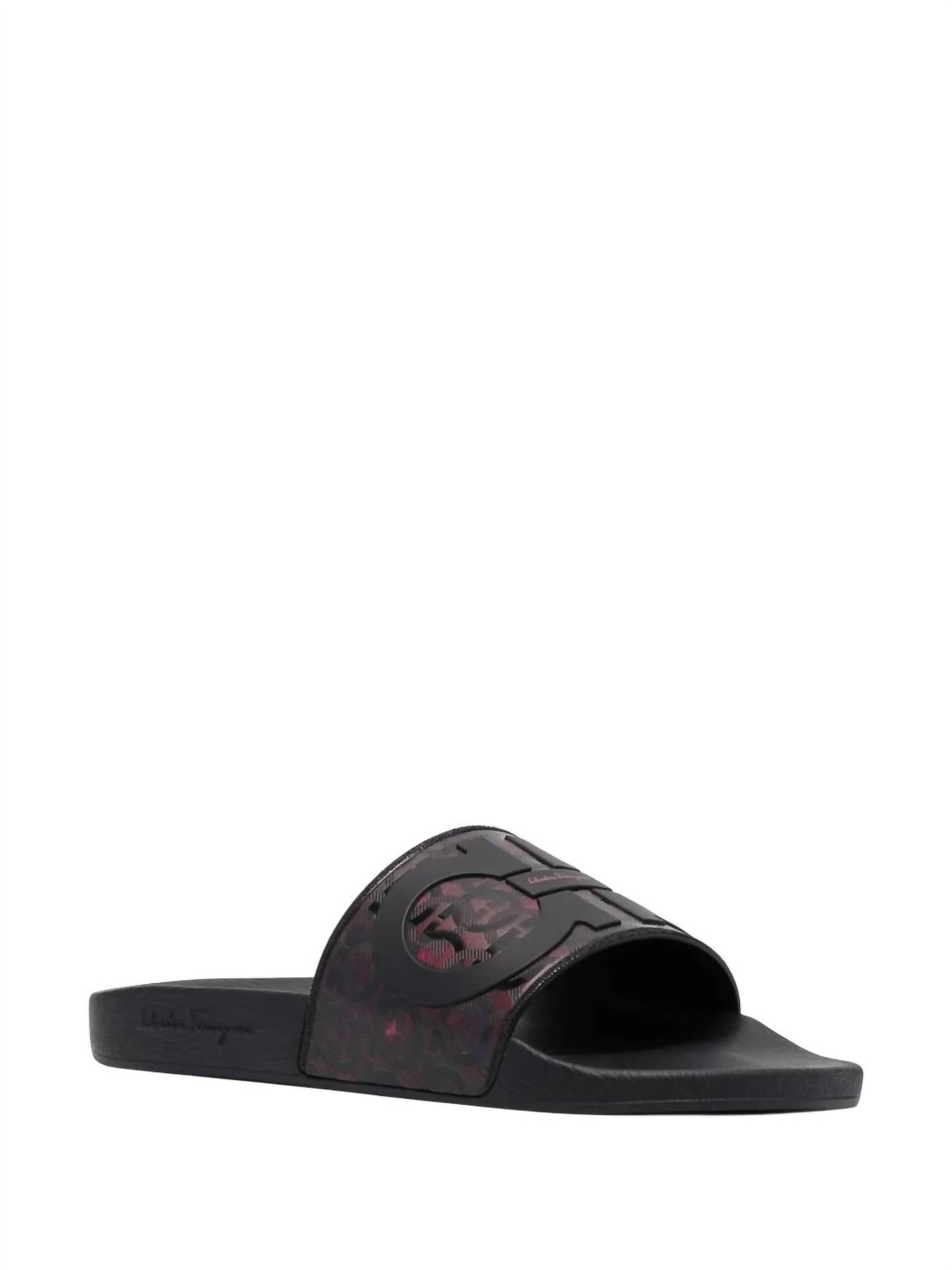 Salvatore Ferragamo - Men's Groove Logo-embossed Slider Sandal
