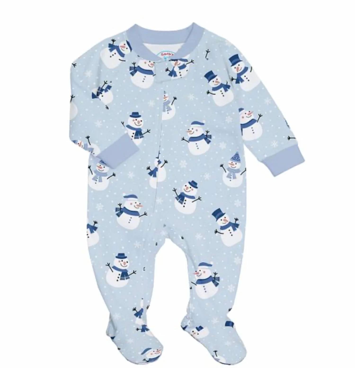 Sara'S Prints - Kid's Gentle Snowman Footie Pajamas