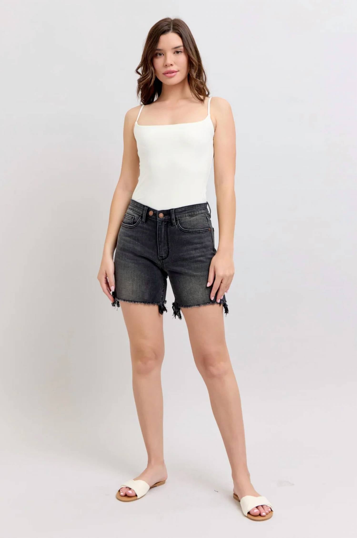 Judy Blue - Long Cuff Off Dad Shorts