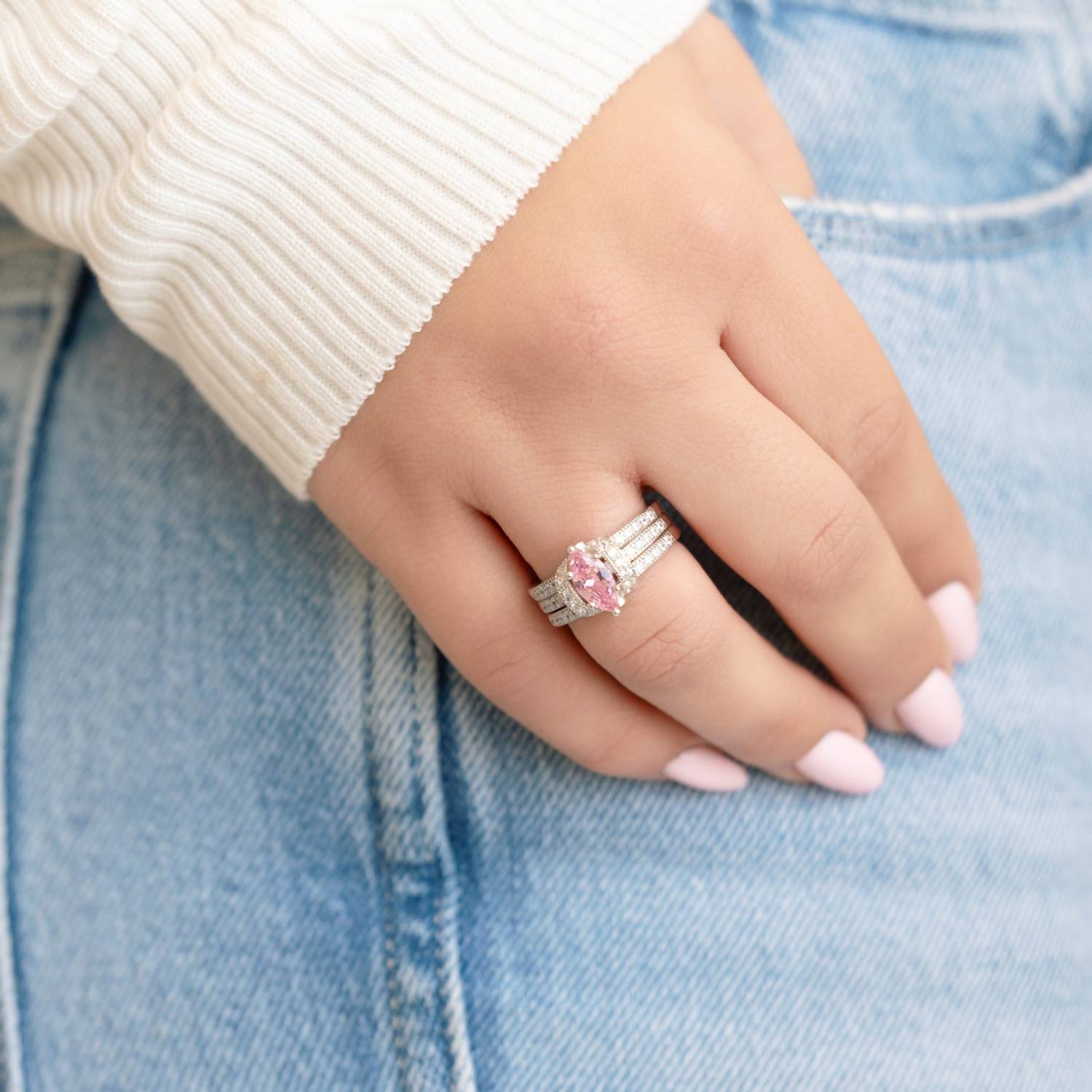 Starlette Alice Marquise Ring in pink - women's jewelry - view 4