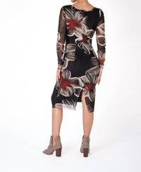 Elana Kattan - Dora Fitted Long Sleeves Sheath Midi Dress
