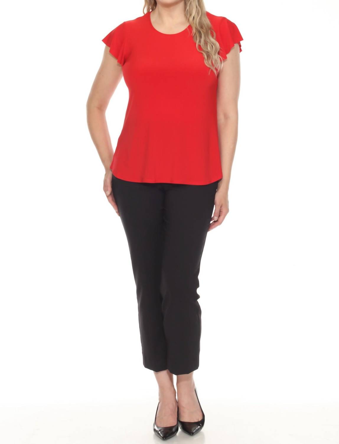 Joseph Ribkoff - Short Flutter Sleeve Round Neck Top