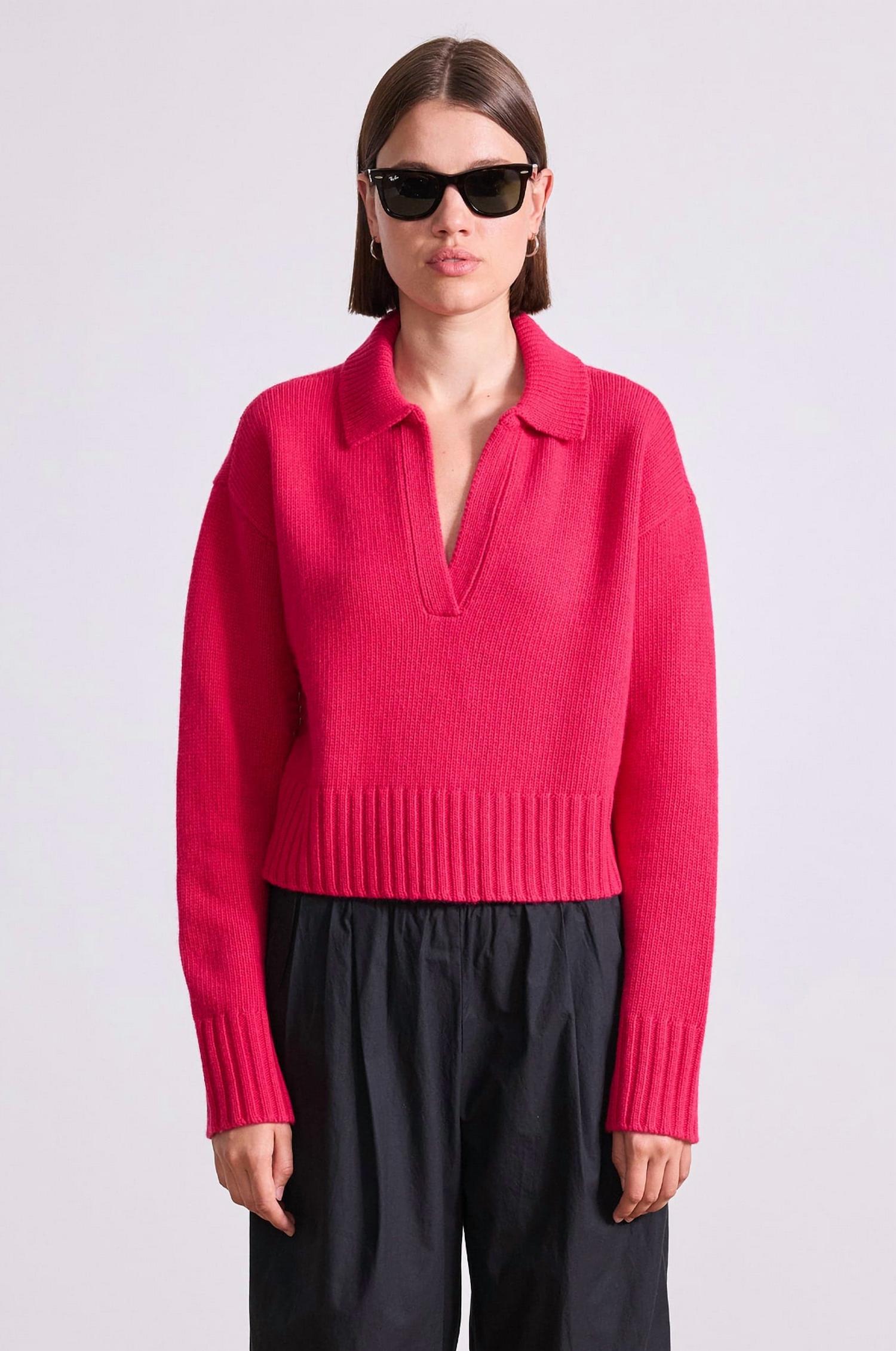 Apiece Apart - Split Neck Henley Cerise
