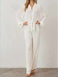 Maven West - Tie-Front Button-Down Blouse