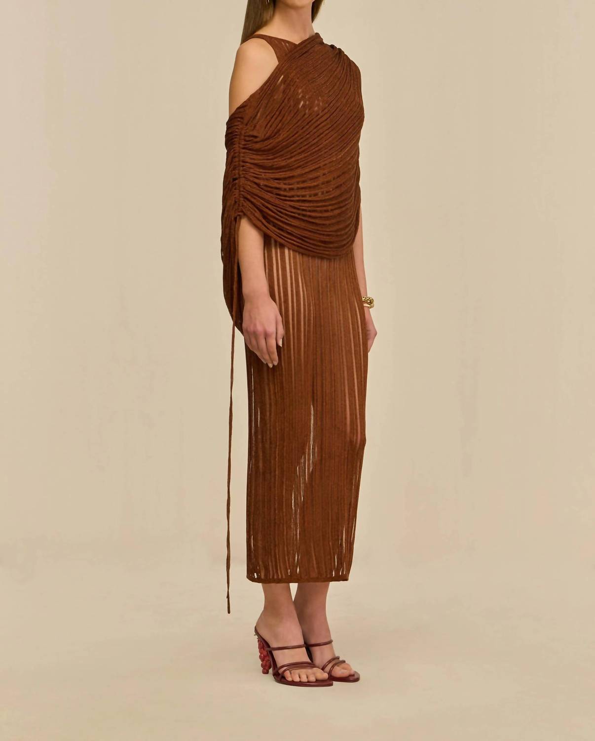 cult gaia Kaya Knit Dress in saddle - women's dress - view 5