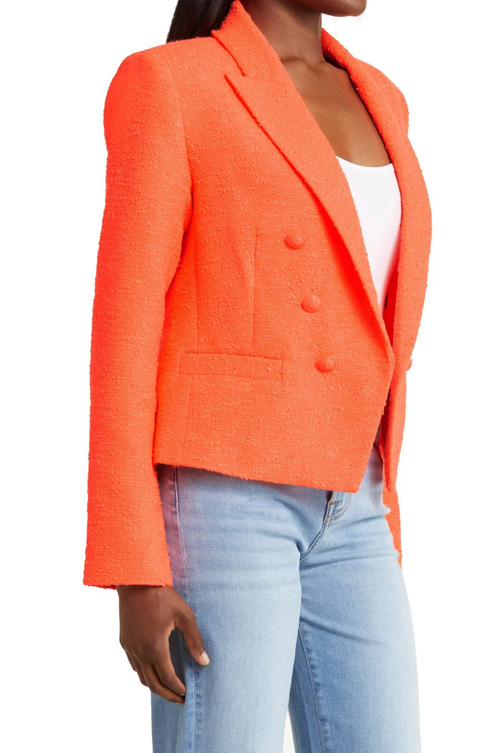 L'Agence - Pre-loved Brooke Double Breasted Tweed Cropped Blazer