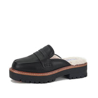 YELLOWBOX Women's Shareen Shearling Loafer Mule in black - women's flats