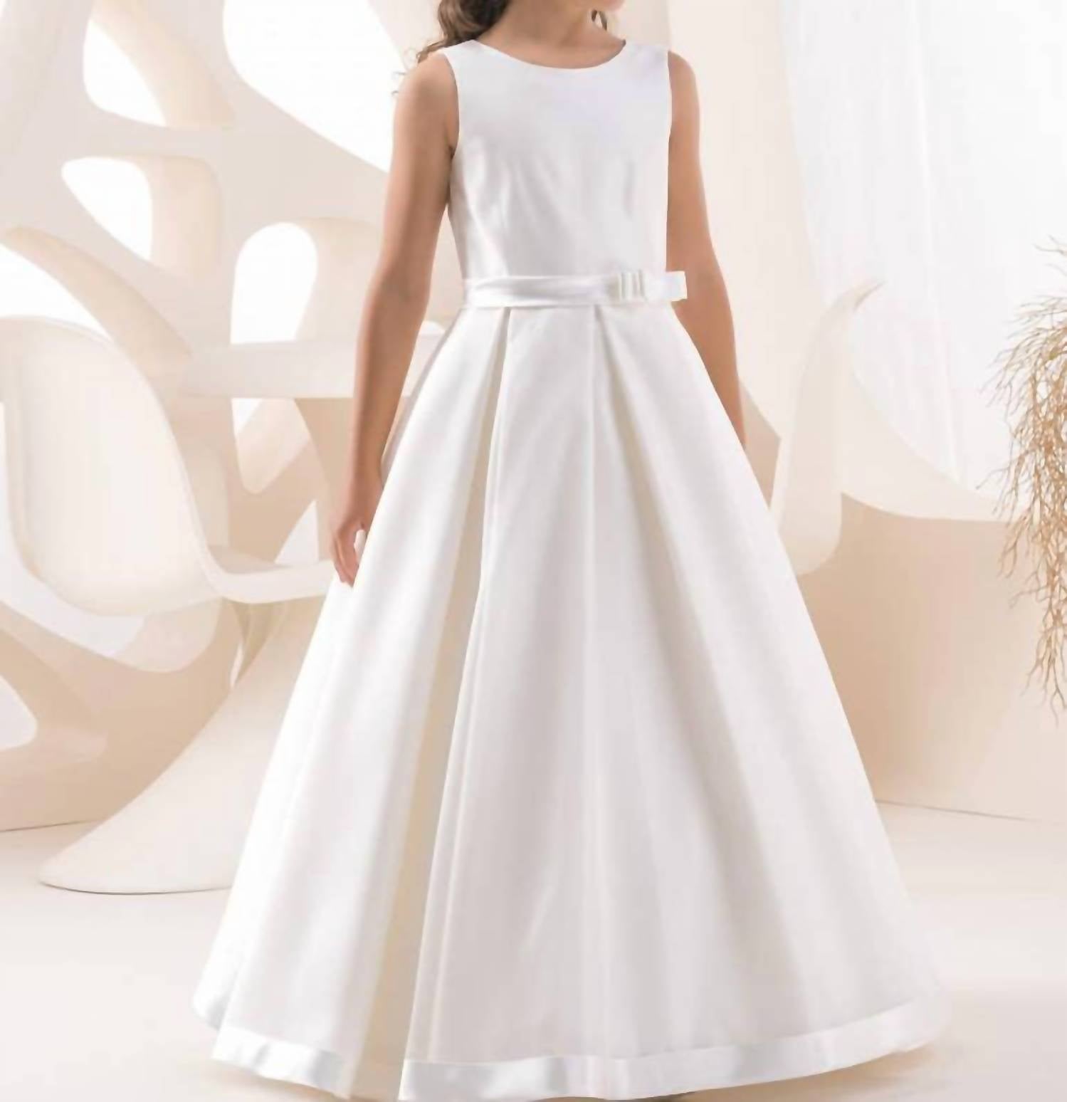 Bajabella Chic Satin Bow Waist Dress in white - kids' dress