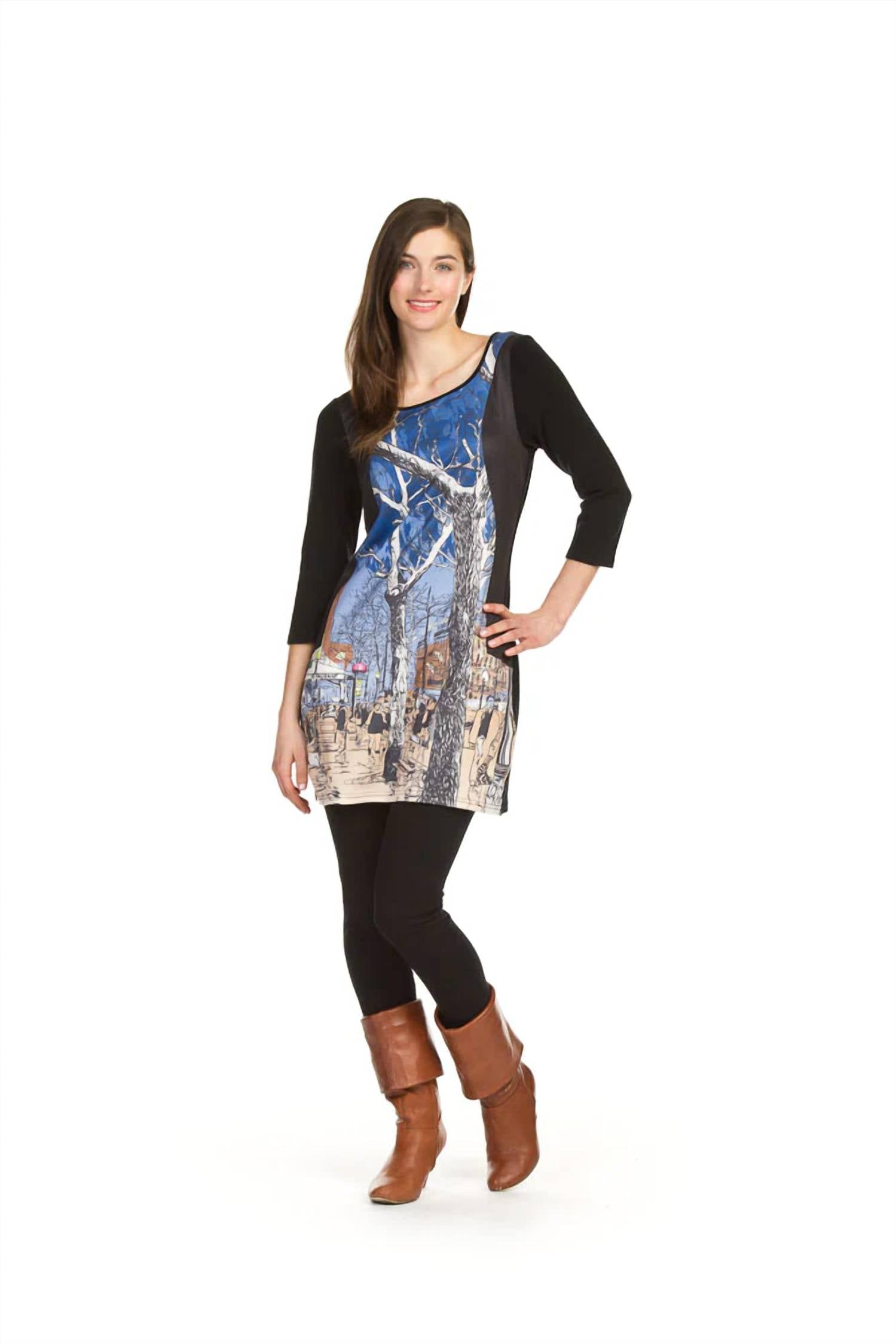 Papillon - City Print Bodycon 3/4 Sleeve Dress