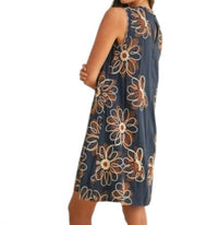 AnnieWear The Petal Dress in navy - women's dress - detail view