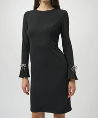 Joseph Ribkoff Rhinestone Bow Accent Sheath Dress in black - women's dress - alternate view