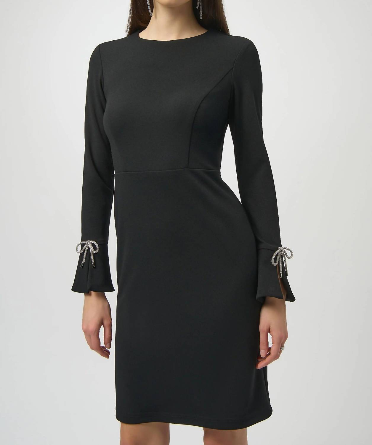 Joseph Ribkoff Rhinestone Bow Accent Sheath Dress in black - women's dress - alternate view