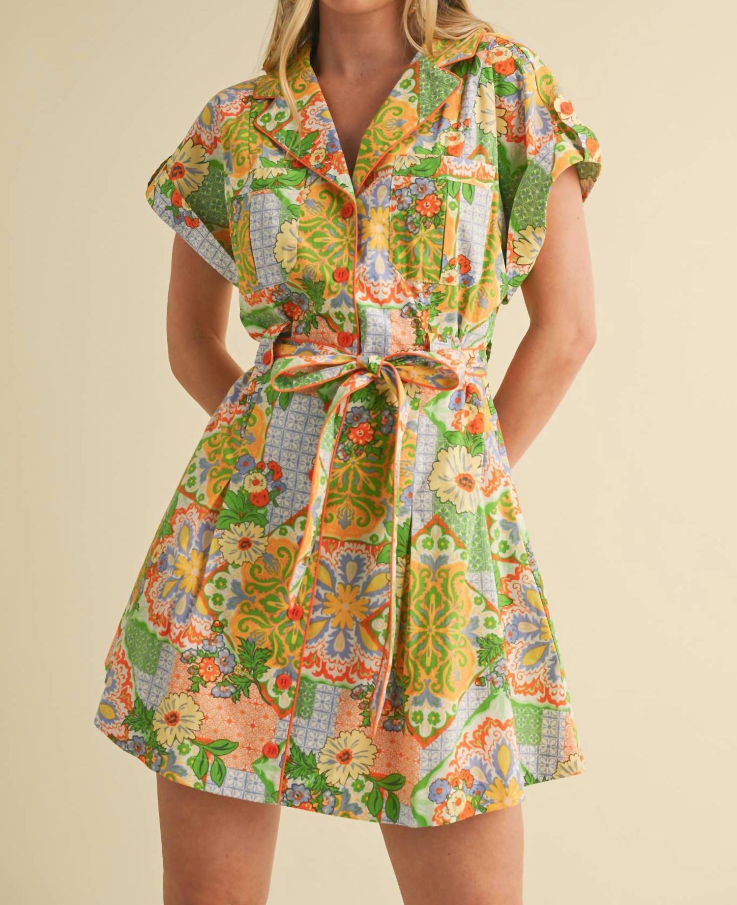 &Merci - Patchwork Button Down Mini Dress
