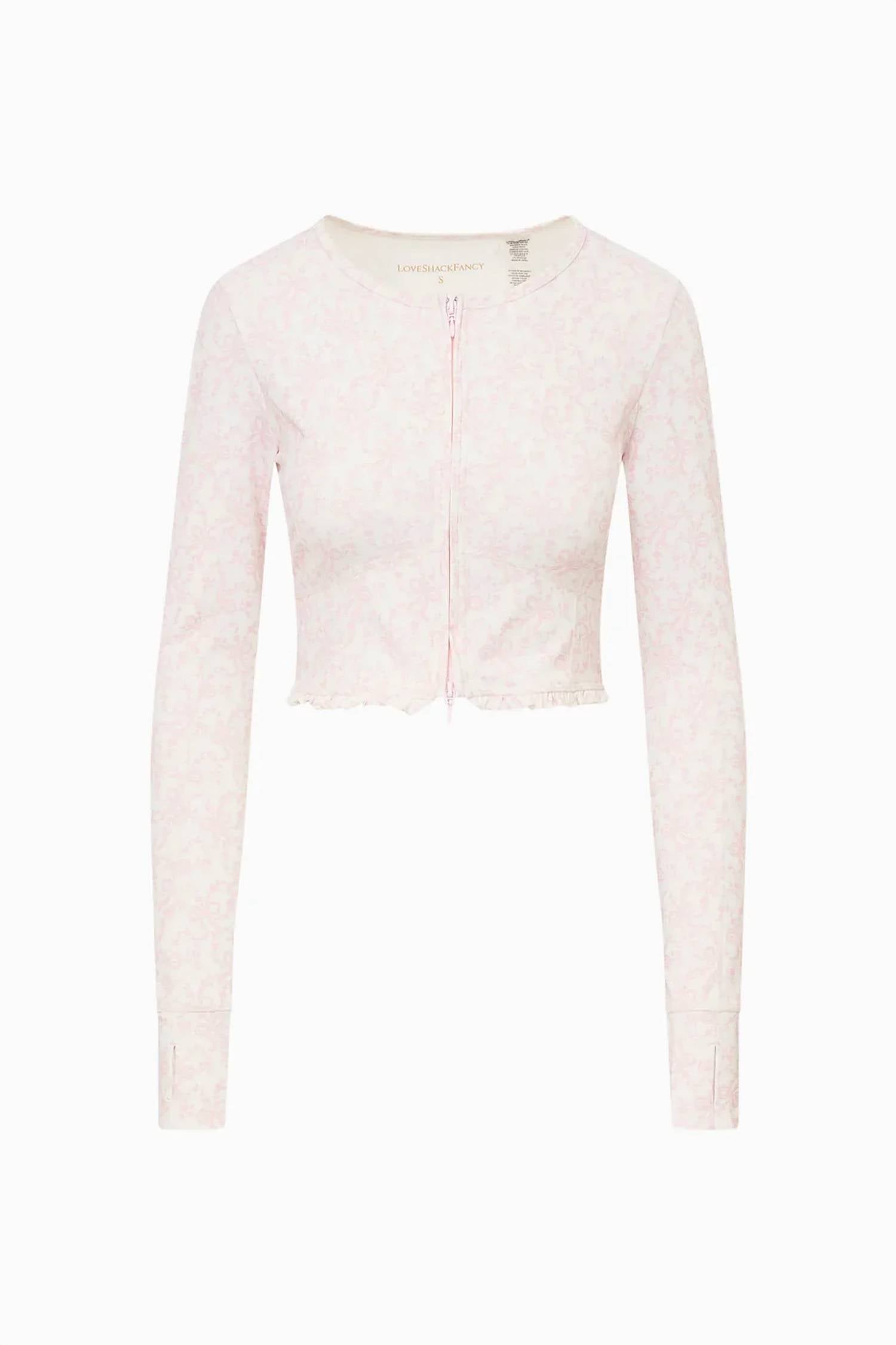 Loveshackfancy - Laudie Bow Print Active Zip Up Top