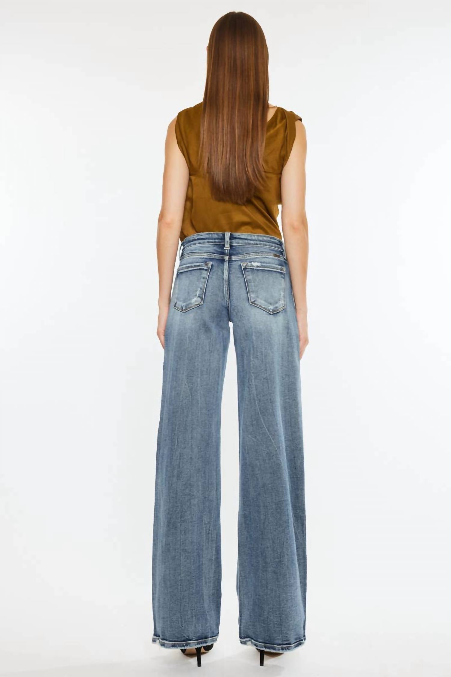 Kancan - Mid Rise Wide Leg Jeans