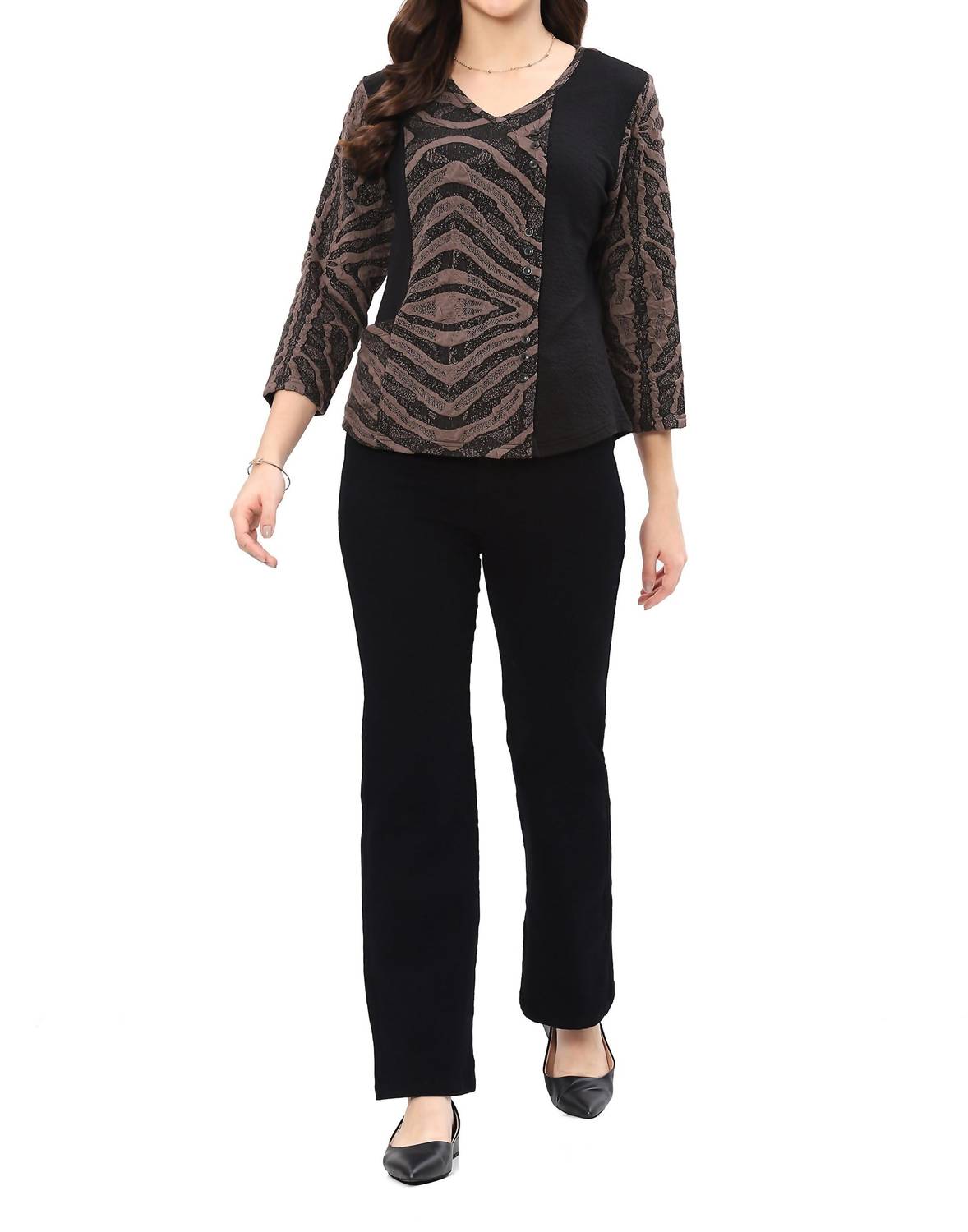 Parsley & Sage - Leta V-neck Button Top