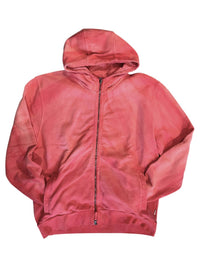 04651/ Men's Dyed Zip Hoodie in coral twist - men's shirt