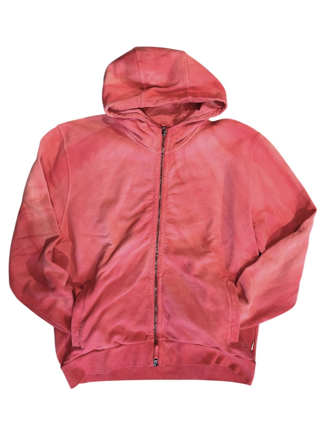 04651/ Men's Dyed Zip Hoodie in coral twist - men's shirt